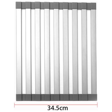 Escurridor de platos enrollable grande, escurridor de platos enrollable, tapa para fregadero, accesorios para fregadero de cocina, escurridor de aluminio enrollable, plegable, enrollable (48 × 34,5 cm (1/5)