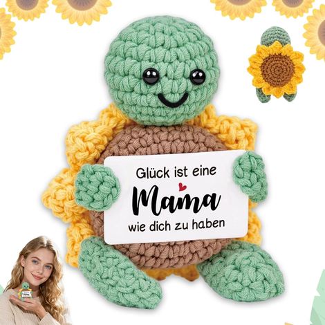 Positive Schildkröte als Geschenk, Lustige positive Schildkröte, Positive Schildkrötenpuppe, Positive Mini-Schildkröten-Dekoration, Gehäkelte grüne Schildkröte als Geschenk, Positive Schildkröte, Gesc (1/5)