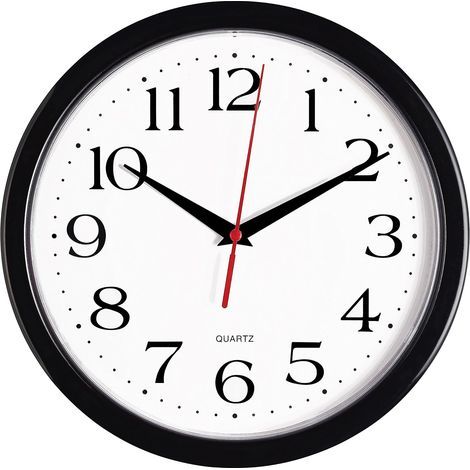 Silent black wall clock, no ticking, 10" high-quality quartz movement, battery operated, easy-to-read round sweeping motion, for home/office/kitchen/classroom/school (1/5)