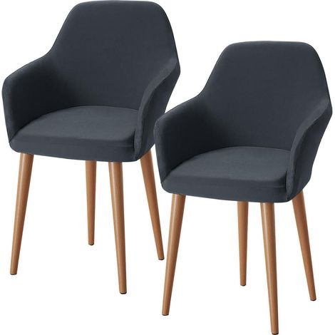 Housses de chaise extensibles avec accoudoirs, lot de 2, gris (1/5)