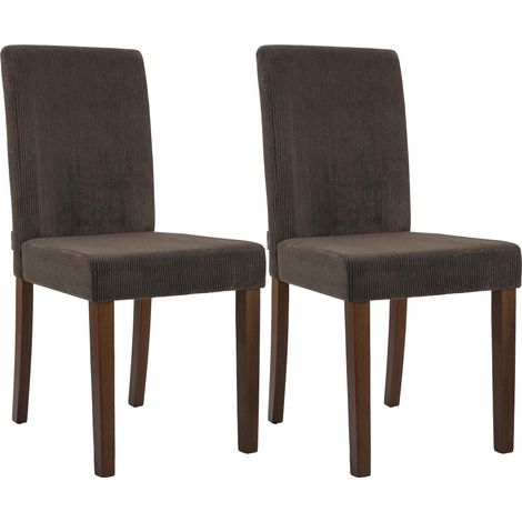 Lot de 2 chaises de salle à manger Ina en velours côtelé Marron Antique foncé