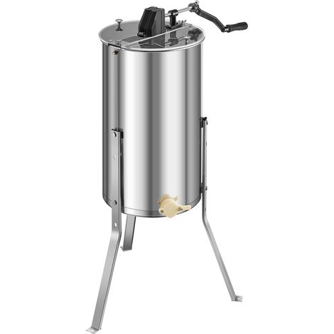 Extracteur de miel manuel 2 cadres, tambour inox avec couvercle transparent, support réglable en hauteur, pour apiculture. (1/5)