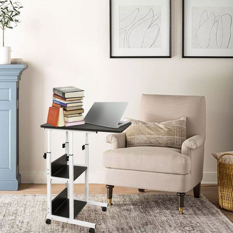 Hofuton Bureau Assis-Debout avec Roulettes, Table Informatique Réglable en Hauteur, pour Bureau Chambre, Noir (1/5)