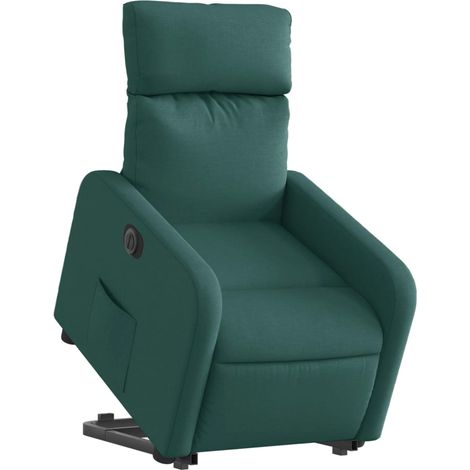 Sillón relax TV muy cómodo con función de elevación eléctrica en tela verde oscuro DEC028609 (1/5)