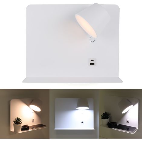 Aplique de Pared Aluminio Blanco Orientable 6W con Carga USB y Type C, 2700K-6000K, Chips Osram, Driver KGP "SION" (1/5)