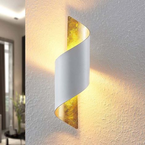 [NEUWERTIG] B-Ware Lindby Wandleuchte Desirio LED Wandlampe dimmbar Akzentbeleuchtung weiß gold (1/2)