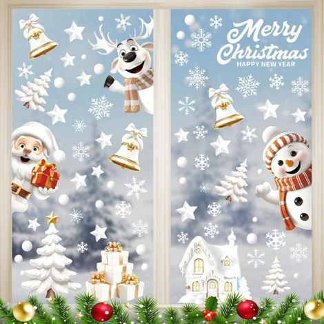 Autocollants Fenêtre Noël - 146 Pièces Décorations Festives pour Vitres Intérieures et Extérieures - Set Complet (1/5)