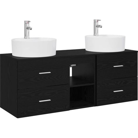 Bathroom Cabinet Set 3 pcs Black 49.5 x 44.5 x 65 cm vidaXL (1/5)