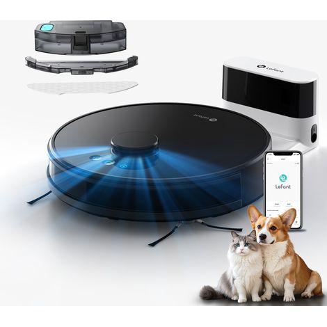 Lefant M1 Robot Aspirateur Laveur 2 en 1, 5500 Pa, Navigation LiDAR, Cartographie Multi-étage, Zones Virtuelles, Contrôle APP / WiFi / Alexa, Idéal pour Poils d’animaux, Tapis et Sols durs, Gris