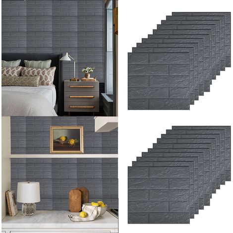 Crédence Relooking 3D Adhésive Noir - 10 Revêtements Gris 3D pour Autocollants d'Intérieur (1/5)
