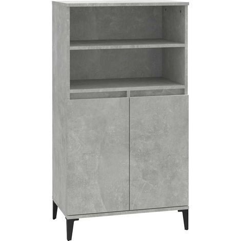 Buffet haut Gris béton 60x36x110 cm Bois d'ingénierie vidaXL (1/5)