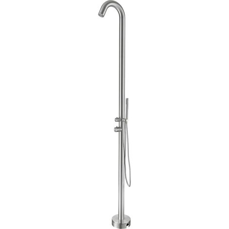 Douche extérieure en acier inoxydable 316L, eau chaude et eau froide, douchette à main, inox brossé (TS1001)