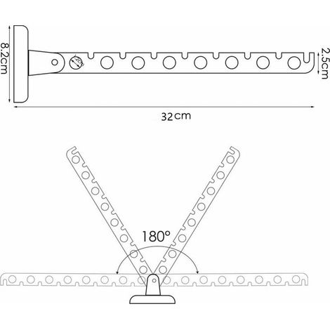 2 Kleiderhaken aus Edelstahl, klappbarer Wandkleiderständer, Wandgarderobe, klappbarer Kleiderventilator, Wandkleiderständer, Kleiderständer L13 (1/5)