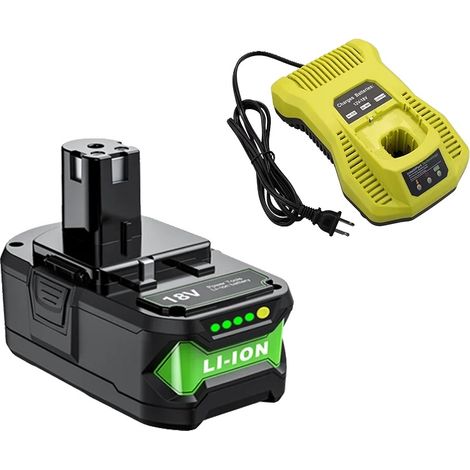 Batterie lithium-ion, capacité 7000mAh, tension 18V, compatible avec Ryobi, 1 Batterie 1 Chargeur (1/2)