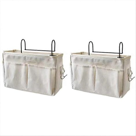 Weiße, wandmontierte Aufbewahrungstasche für Nachttisch, Zeitschriften und Schlafzimmeraccessoires, praktische Hängetasche, 1 Stück, bettfreundliche Abmessungen, strapazierfähiges Material, ideal für (1/5)