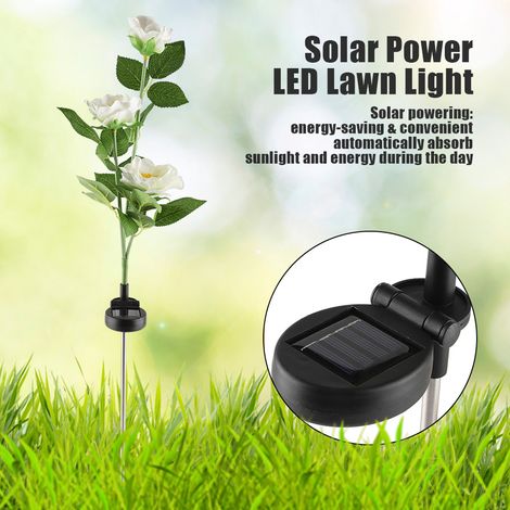Lampe solaire LED en forme de fleur de camélia pour jardin, pelouse et aménagement paysager (blanc chaud) (1/5)