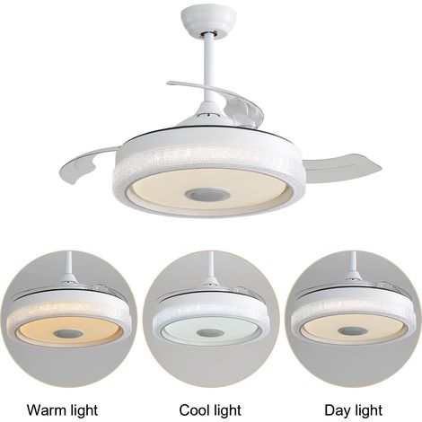 42 Zoll Deckenventilator mit mehrfarbigem 32W LED-Licht (3 Farbtemperaturstufen + RGB), 3 ABS-Flügeln & DC-Motor