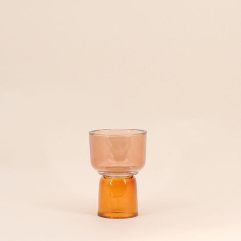 Bougeoir double entrée en verre 15cm (1/5)