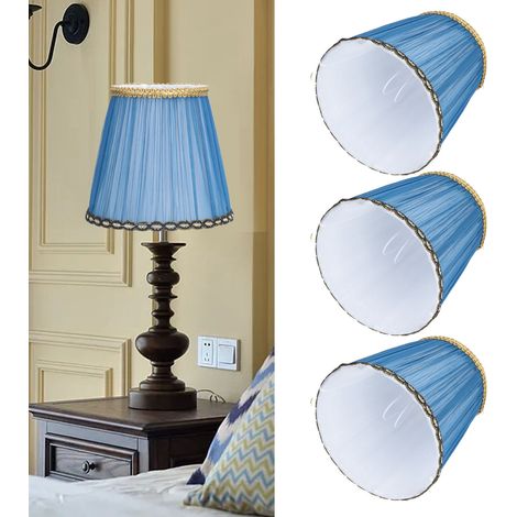 Lot de 3 abat-jour plissés en tissu à clipser, finition satinée pailletée, pour bougie, applique, lampe de table, lustre, bougie. Style moderne et minimaliste, culot E14. Vendu par lot de 3 à clipser (1/5)