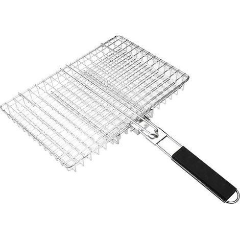 Panier à griller pliable en acier inoxydable (1 pièce), outils et accessoires de cuisine extérieure, panier à griller pour barbecue (1/5)