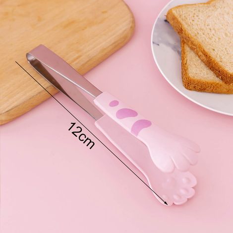 Küchenzange in Katzenpfotenform, rosa Edelstahl, für Salat und Grill (1/5)