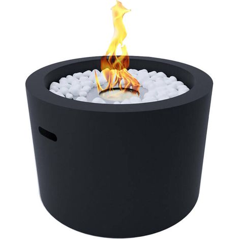 Dmora - Bioethanol-Kamin Dsiatouni, Ökologischer Kamin, Rauchfreies Feuer, Heizung mit Ethanol, Made in Italy, 48x48 h33 cm, Schwarz
