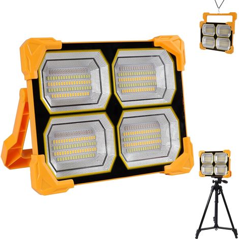 300W projecteur led rechargeable 26000mAh projecteur led chantier spot led extérieur lampe rechargeable usb Solaire 5 Modes Lampe de Travail Pour Camping, Chantier, Garage, Atelier (1/5)