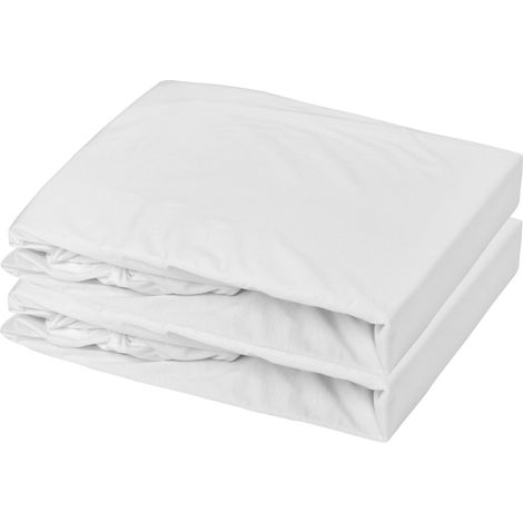 Lot alèse imperméable et drap-housse bébé en coton Blanc 60x120x15 cm