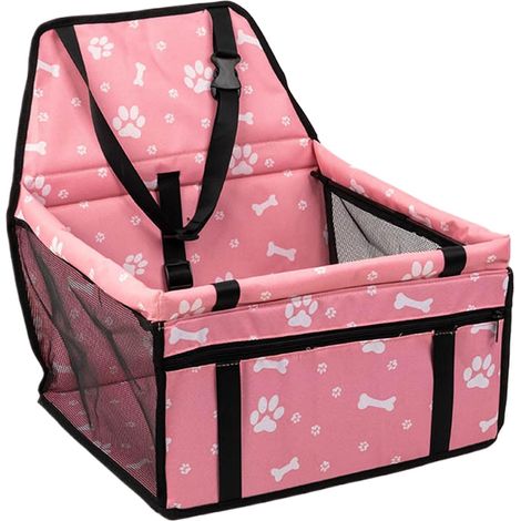 Oxf Siège de transport pour chien, avec sangles réglables et soutien renforcé, siège de voiture rose, pliable, imperméable et respirant, sécurité automobile pour chiens de petite et moyenne taille (1/5)