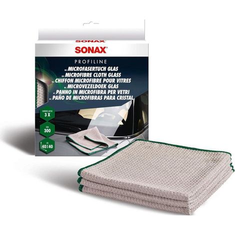 Chiffons en microfibres - Spécial vitres - Très absorbant - Non pelucheux - 3 pièces - Sonax