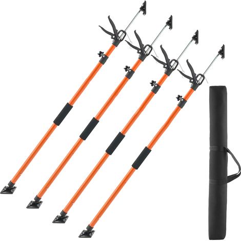 Mophorn Asta di Supporto Telescopica, Set da 4, in Acciaio Regolabile da 116-290 cm, Sistema a 3 Mani, Capacità Massima 70 kg, Ideale per Armadietti e Barre di Carico (1/5)