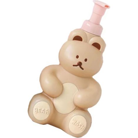 Niedliche, teddybärförmige Schaumseifenpumpe mit großem Fassungsvermögen für Gesicht, Körper und Hände, Farbe: Milchtee. (1/5)