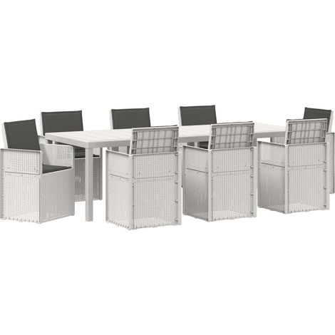Maison Exclusive - Set da Pranzo per Giardino 9 pz Bianco e Antracite PP (1/5)