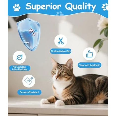 Protection Canapé Chat Anti Griffe, Film Protecteur Autocollant 800 x 40cm, Transparent Protège Canapé Griffes Chat pour s, Porte & Mur, Efficace Film Anti-Rayures pour Chats (1/4)