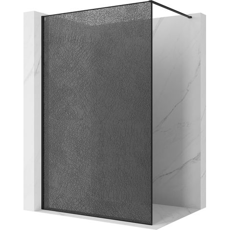 Mexen Kioto Duschwand Walk-in 100 x 200 cm, Crackle Graphit 12 mm, Schwarz - 800-100-101-70-44-X (1/5)