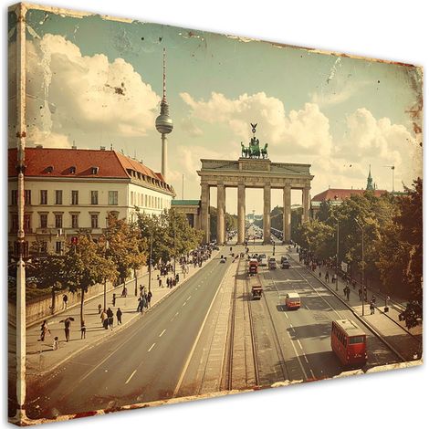 Image sur Toile, Porte de Brandebourg à Berlin dans un style vintage,30x20 (1/4)