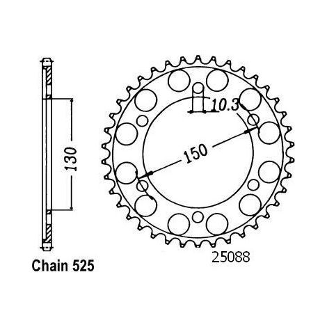 Couronne Acier Honda - 525 - 48 Dents - Made in Germany