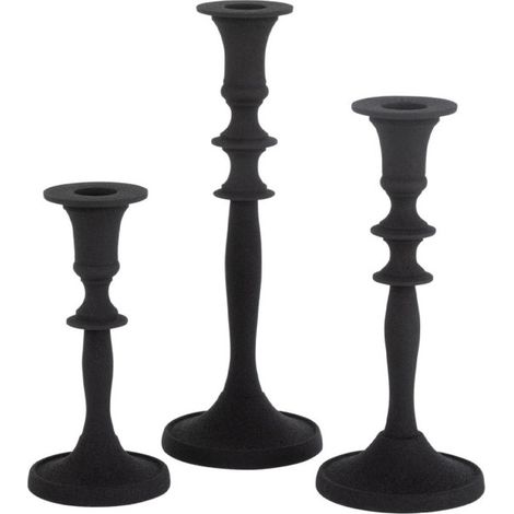 Lot de 3 Bougeoirs Design "Croka" 23cm Noir (1/2)