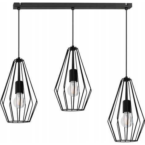 Lámpara colgante de techo de alambre negro Diamond LOFT