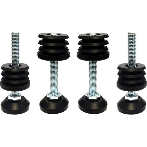 cyclingcolors 4x Piedi regolabile tappo plastica piedino piede tondo tubi sedia mobili nero, 25mm