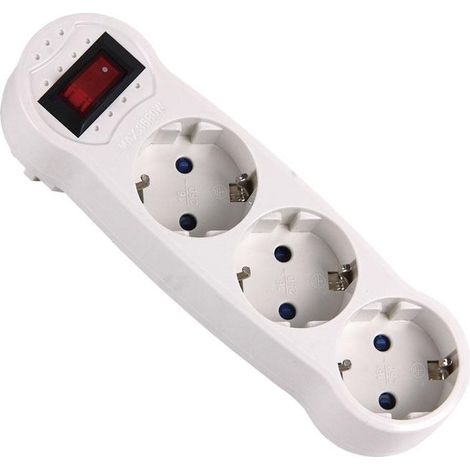 Adaptador triple schuko 16 A 250 V con interruptor y potencia máxima de 3680 W (1/3)