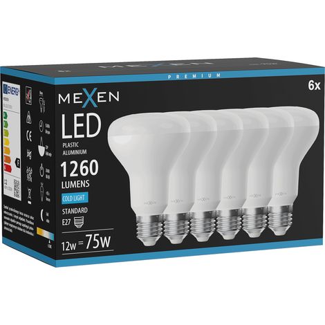 Mexen Nova 6x Ampoule LED E27, R80, 12W, Froid - 6500K, 1260 lm - L105-E27-1265-01x06 (1/5)