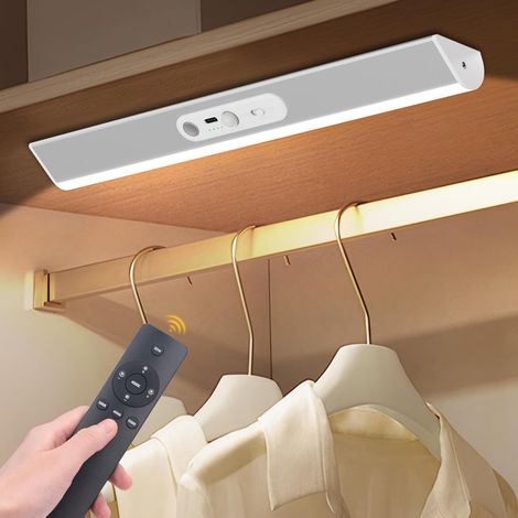 Under Cabinet Lighting Kitchen LED Under Cabinet Lighting with Remote Control Rechargeable Wireless LED Storage Light for Cupboard (Silver-1PACK, 45cm) (1/5)