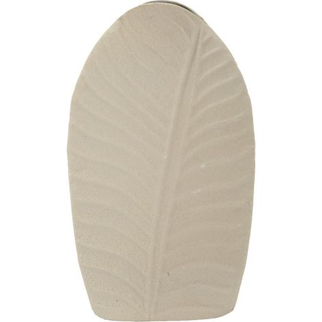 Vaso Dune Tall piccolo in metallo crema con decoro a foglia