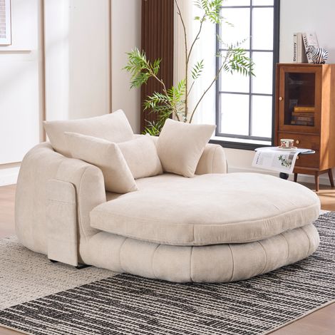 Fauteuil méridienne surdimensionné pour l'intérieur, canapé-lit profond en chenille, fauteuil de lecture moelleux pour le salon, la chambre ou le coin lecture.