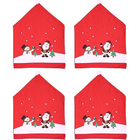 Coprire una sedia a forma di cappello di babbo Natale per sedia cucina/sala da pranzo, decorazioni di Natale per la festa di fine anno (1/5)