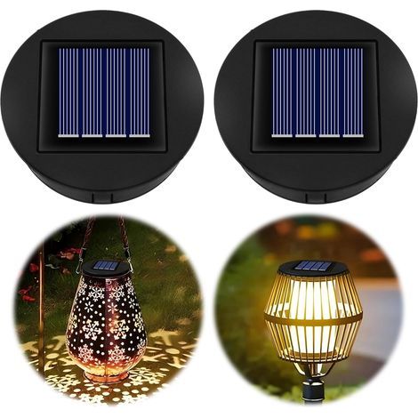 Lot de 2 Lampes solaires 8 cm IP44 LED chaude 600 mAh pour lanterne jardin (1/5)