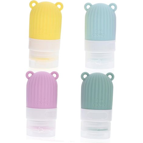 Set mit 4 nachfüllbaren Silikon-Reiseflaschen, auslaufsichere Flaschen für Shampoo, Lotion und Kosmetikartikel für unterwegs. (1/5)