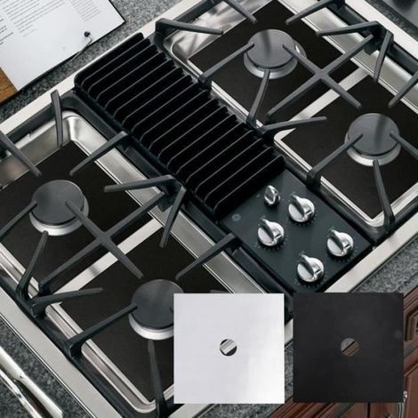 Couvercle Brûleur Cuisinière - Revêtement PTFE Antiadhésif - Pour Réchaud Gaz - 27 x 27 cm - 4 Pièces (1/4)