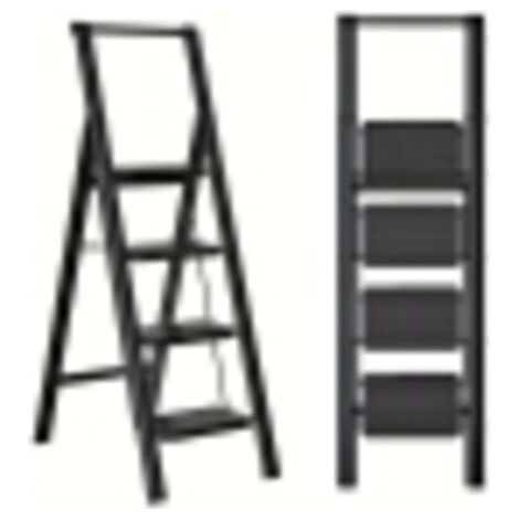 Pair Escabeau 4 marches pliable pour adultes, avec marchepied pliable à 4 marches, pédales plus larges, design ergonomique et pieds antidérapants, léger et portable, en acier. (1/5)